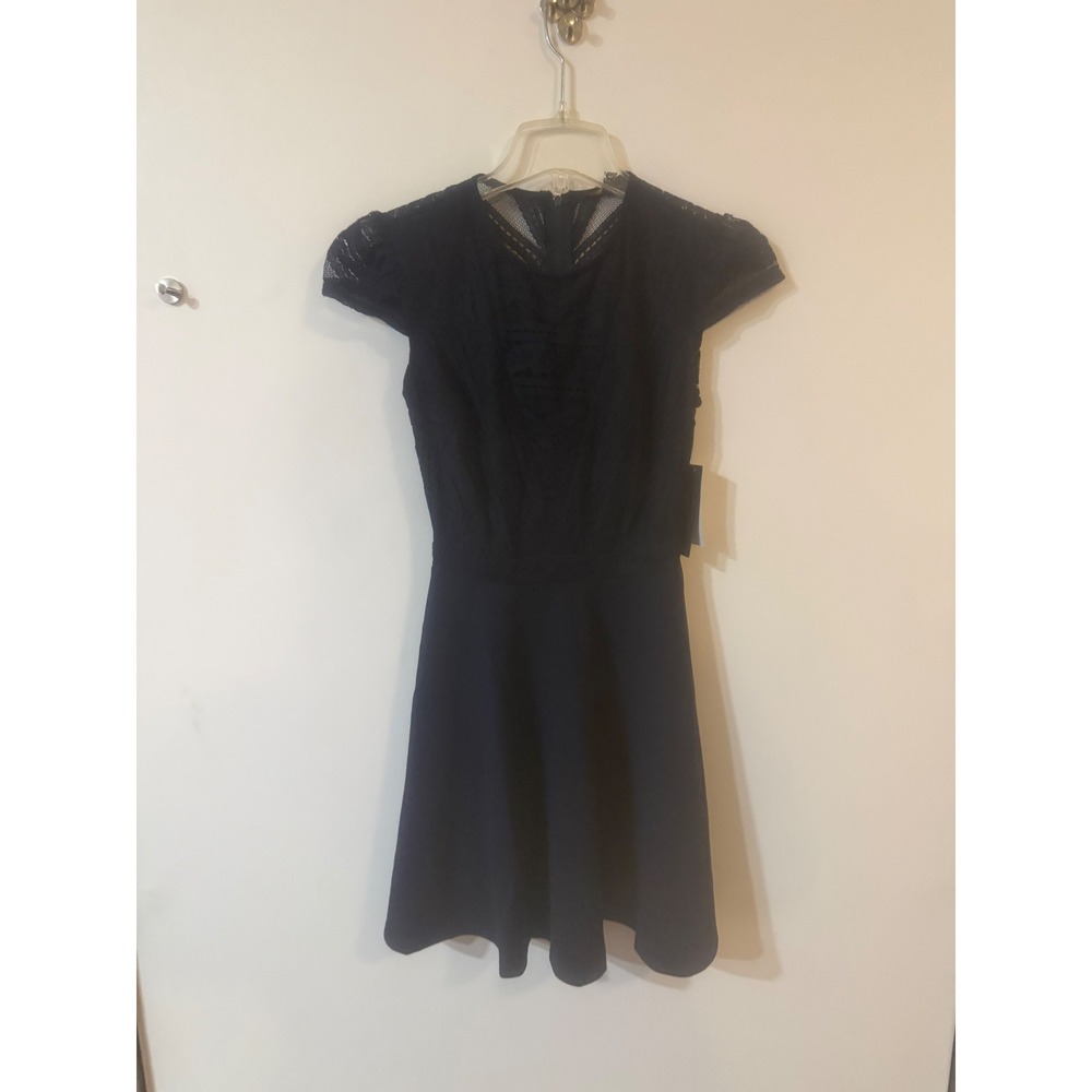 City Studio Navy Blue Lace Cap Sleeve Fit and Flare Dress  Size 1
